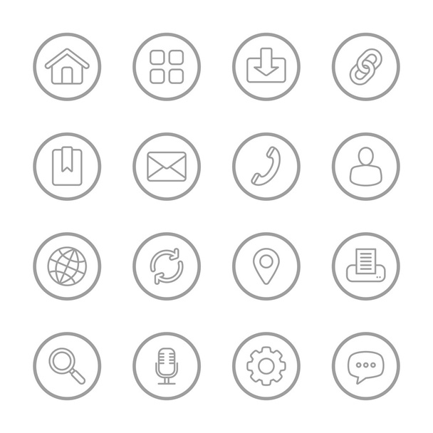 gray line web icon set with circle frame - Vector, Image