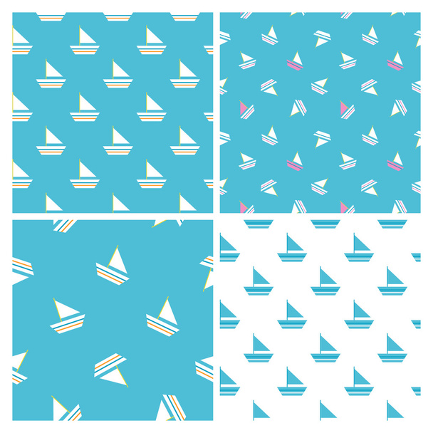 Sailboat seamless patterns set - Вектор, зображення