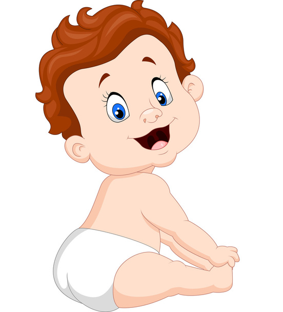 Desenhos animados bebê bonito sentado
 - Vetor, Imagem