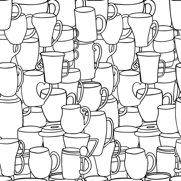 Seamless pattern of tea and coffee cups. - Vektör, Görsel
