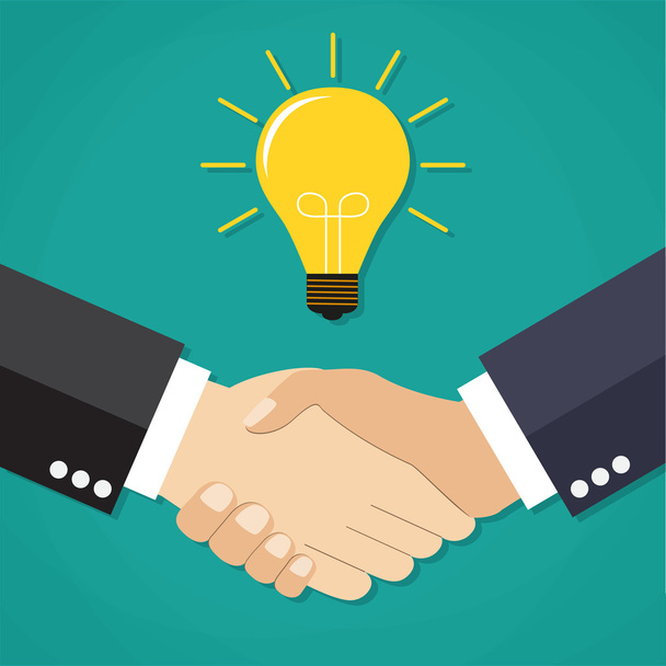 Two businessmen shake hands for a deal - Vector, Image