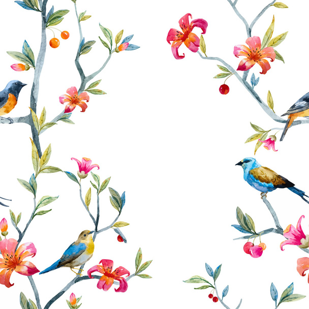 Watercolor floral pattern - Vettoriali, immagini