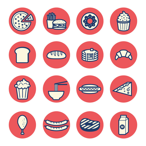 jídlo dezert plochý design lineární ikony nastavit vektor - Vektor, obrázek
