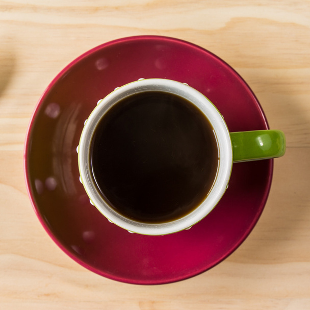 赤い緑コーヒー カップ - 写真・画像