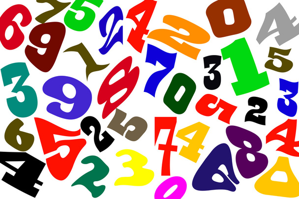 The numbers of different fonts on a white background . - 写真・画像