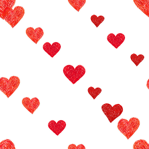 Doodle seamless pattern with hearts - ベクター画像