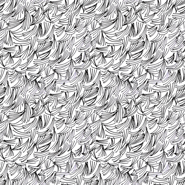 黒と白の幾何学的な抽象的なシームレス パターン。ウェーブのかかった手描き無限テクスチャ - 写真・画像