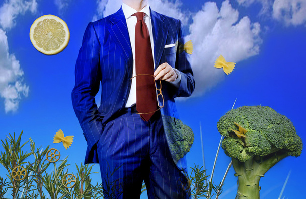 businessman with food background - concept - Photo, Image