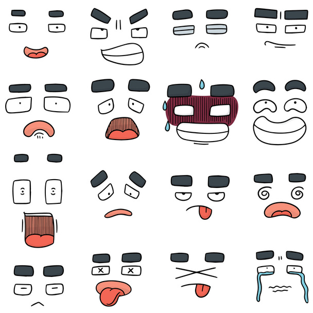 jeu vectoriel de visage de dessin animé - Vecteur, image