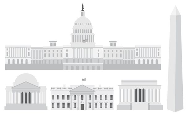 Washington DC Capitol Buildings and Memorials - Vector, Image