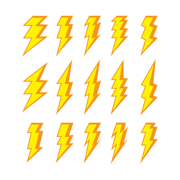 Set of lightning doodle isolated on white background - Vector, afbeelding