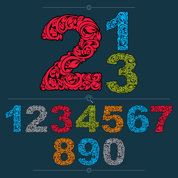 Set of vector ornate numbers - Vector, imagen