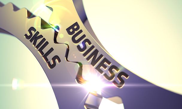 Business Skills Concept. Golden Gears. - Photo, Image