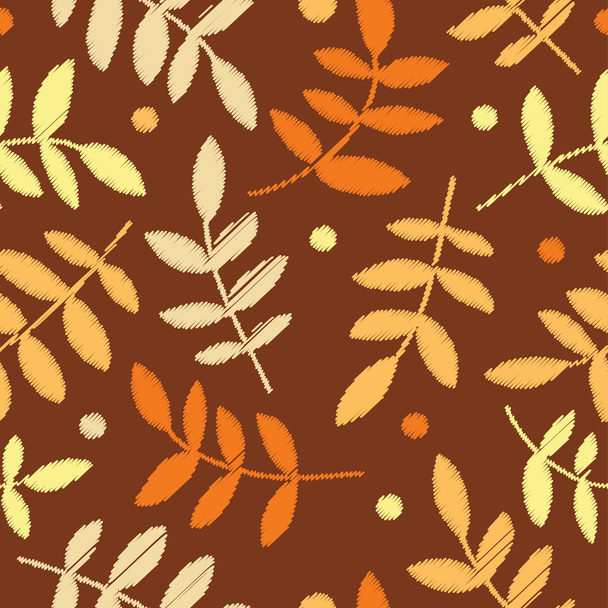 Seamless vector background with decorative branche and leaves. Print. Cloth design, wallpaper. - Vector, afbeelding