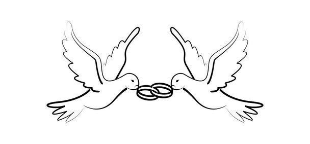     Paloma blanca Aves Adorno decorativo Tarjeta de matrimonio Dibujo mínimo
  - Vector, imagen