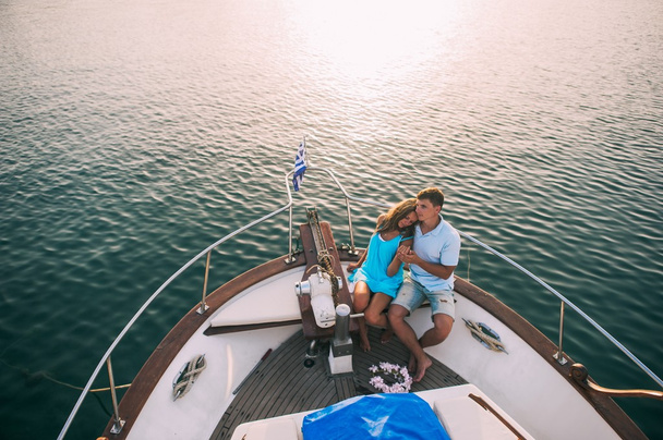 Couple relaxing on the yacht cruise - Фото, изображение