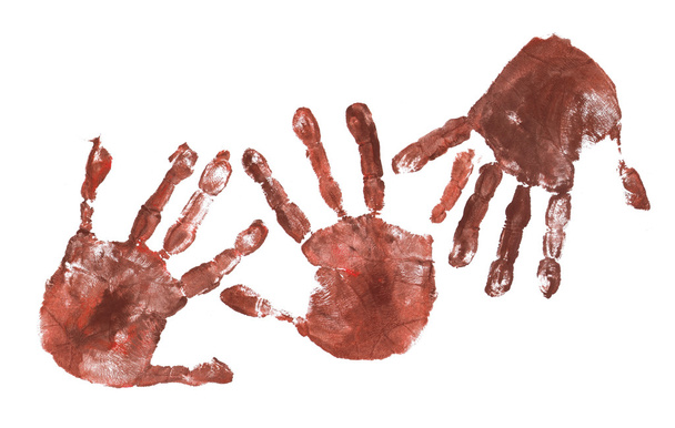 Spooky hands print over white - Foto, Imagem