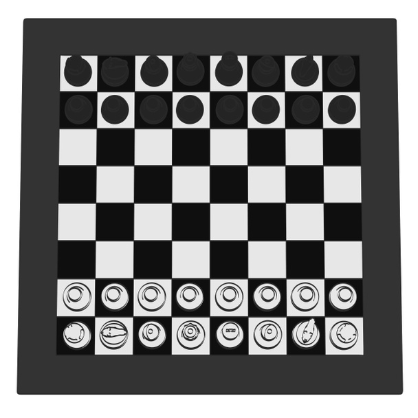 2B çizgi film illustraion satranç - Fotoğraf, Görsel
