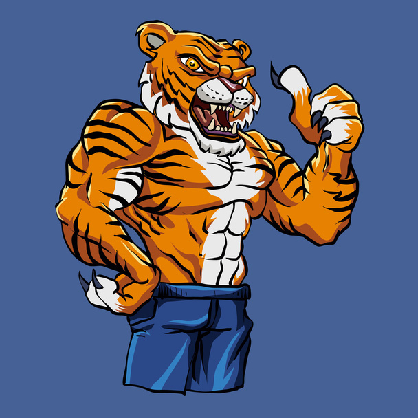 Tiger Fighting Mascot Vector Illustration - Vector, Image