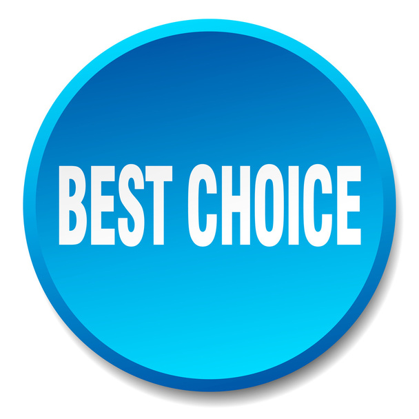 best choice blue round flat isolated push button - Vektör, Görsel