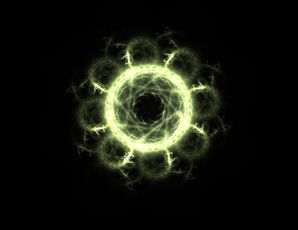 serie de partículas elementales. interacción de formas fractales abstractas sobre el tema de la física nuclear y el diseño gráfico. - Foto, Imagen