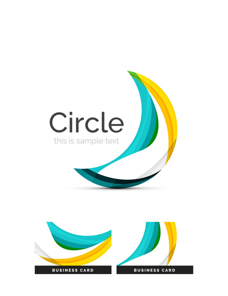 Logo del círculo. Transparentes formas de remolino superpuestas. Icono de negocio limpio moderno
 - Vector, Imagen