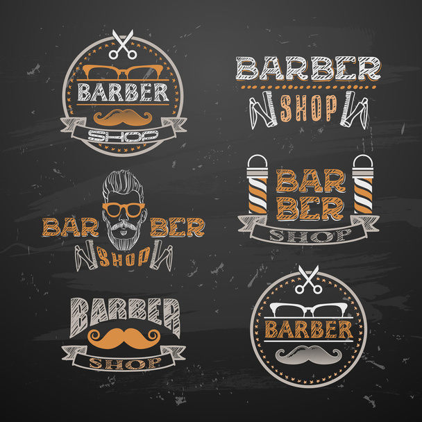 old barber pole sign. Gentleman barber shop. vintage design template. Mustaches - Vector, Image