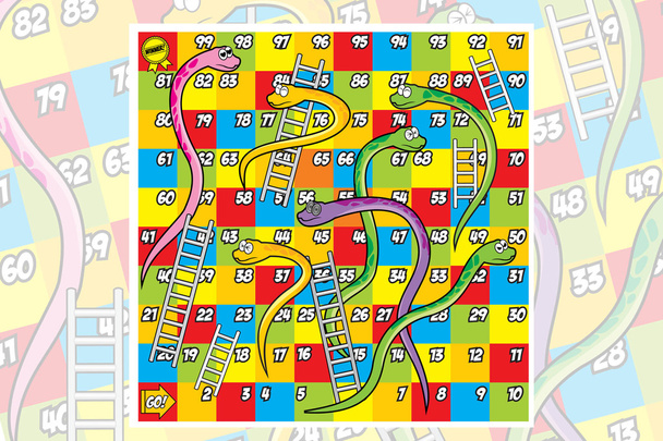 Colorfull slang en Ladder spel - Vector, afbeelding