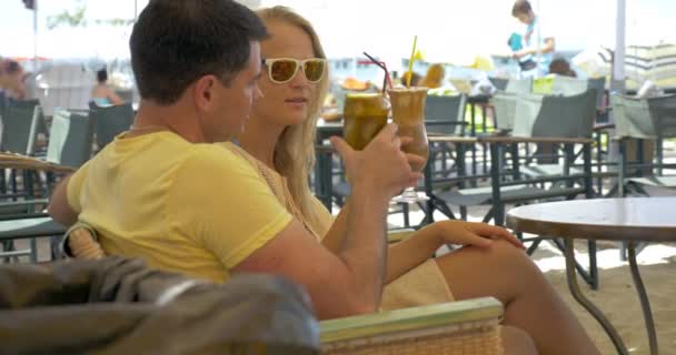 Couple Having a Date in Outdoor Cafe - Footage, Video