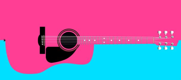 Růžový akustická kytara pozadí - Vektor, obrázek