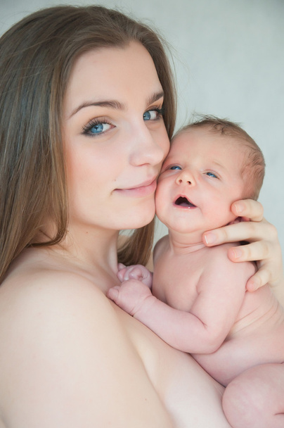 Picture of happy young mother with newborn baby - Φωτογραφία, εικόνα