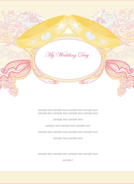 Wedding Invitation card with rings - Vector, Imagen