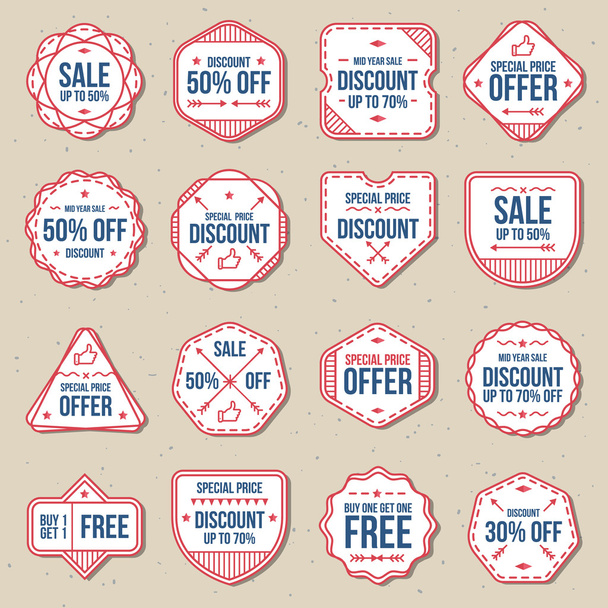Discount sale free labels, banner and badges vector set - Wektor, obraz