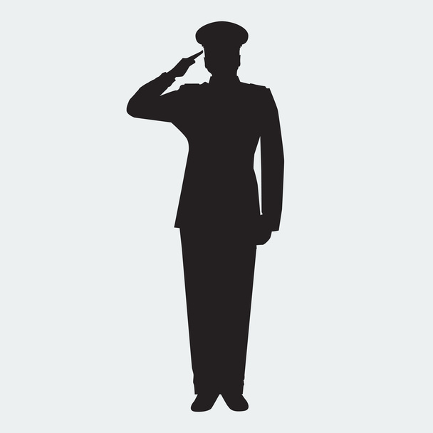 Illustrata silhouette generale dell'Esercito con gesto di saluto della mano. Vettore
 - Vettoriali, immagini