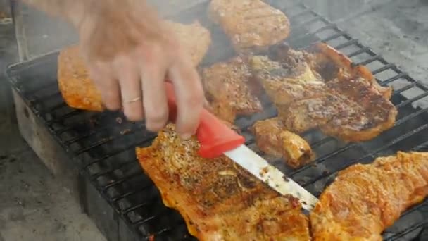 Delicious grilled meat - Footage, Video