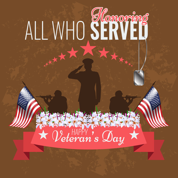 Veterans day background. Vector Veteran greeting card. - Vector, Image