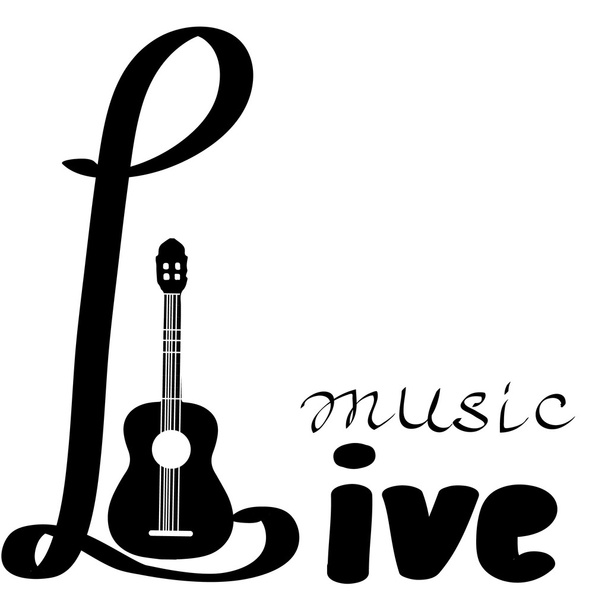 Live Music vector poster template. Hand draw letters. Poster with blank space for your text advertising message. - Vector, Image