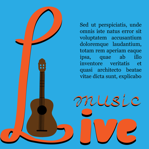 Live Music vector poster template. Can use for concert promotion in clubs, bars, pubs and public places. Poster with blank space for your text advertising message. - Vector, afbeelding