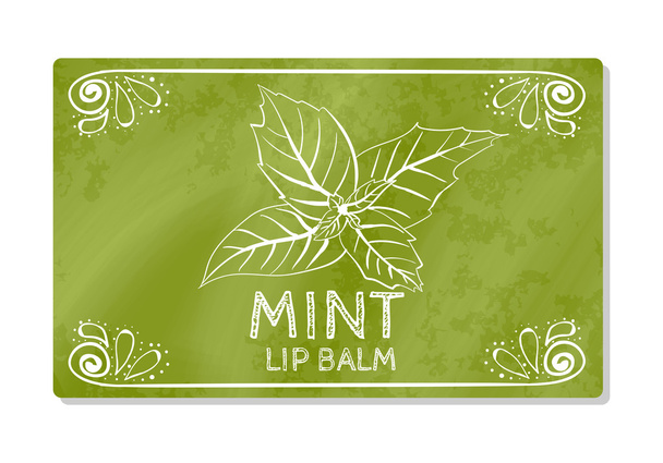 Colorful textured label, sticker for cosmetic products. The packaging design of the lipstick with the taste of refreshing mint. Vector - Vector, Image