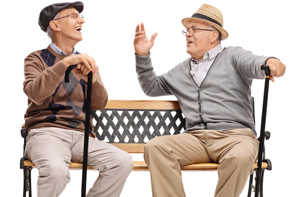 retired elderly people sitting on a bench  - Foto, Imagem