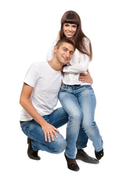 Young beautiful couple isolated on white background - Photo, Image