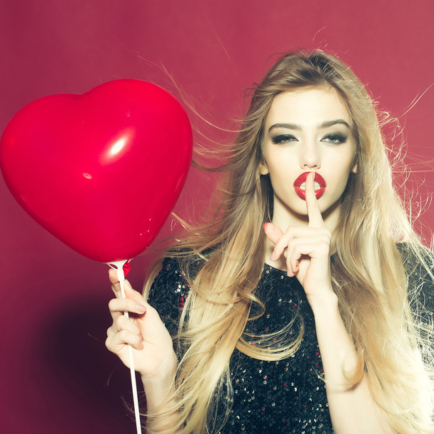 Emotional sexy woman with balloon - Foto, Imagem
