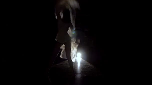 Woman with veil dancing silhouette - Footage, Video