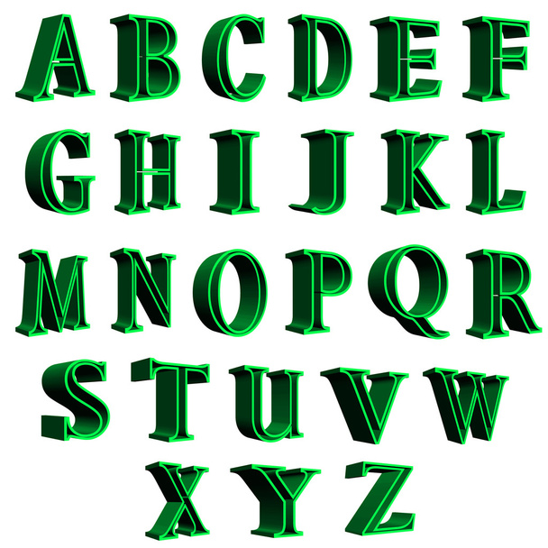 letras del alfabeto verde Ilustración 3D
 - Foto, Imagen