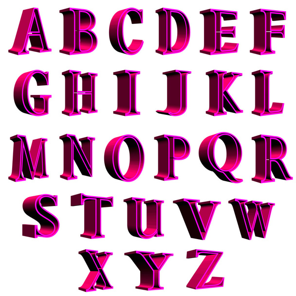 pink alphabet letters 3D illustration - Fotoğraf, Görsel