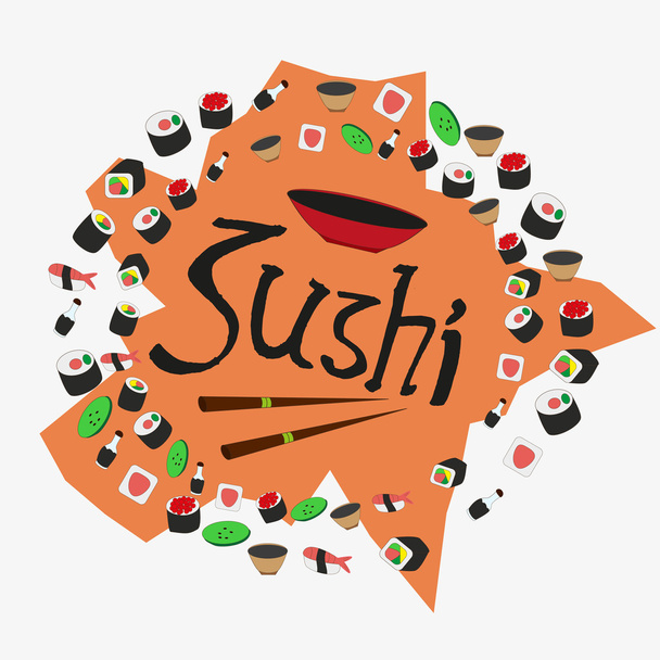 sushi set, tasty food, rolls - Vecteur, image