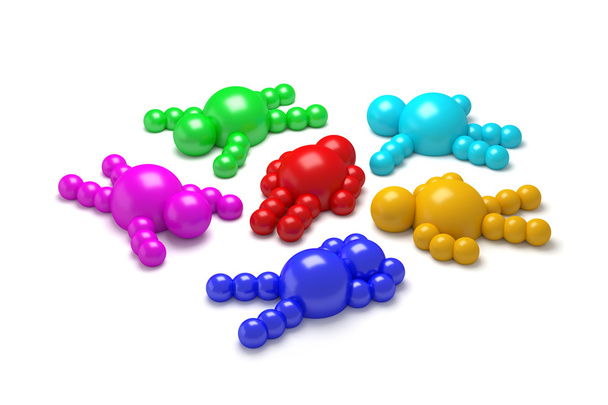 3D abstract multicolored "Ballman" characters - Foto, afbeelding