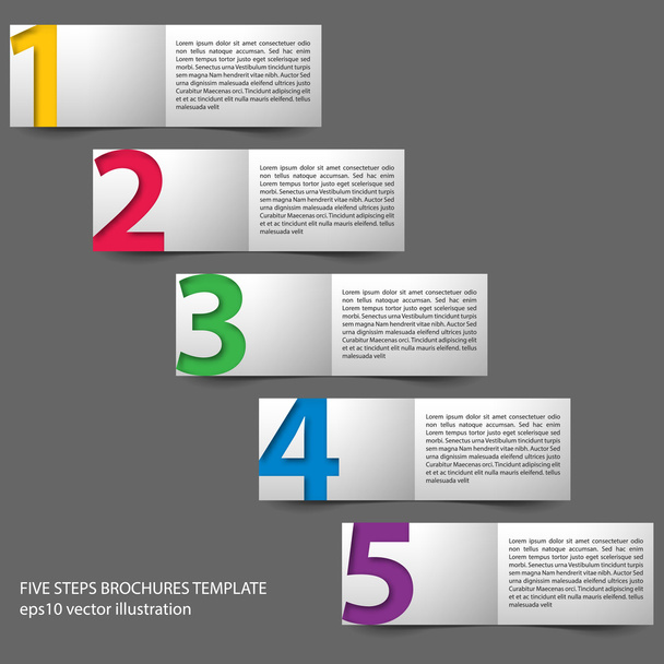 Brochura de cronograma de cinco passos
 - Vetor, Imagem