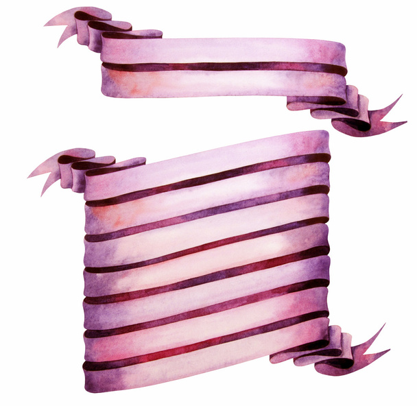 Lang aquarel roze linten - Foto, afbeelding