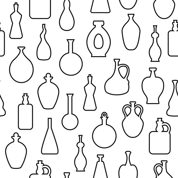 Seamless vector pattern with wine bottles. - Vektör, Görsel